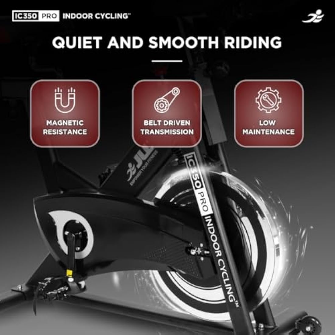 JLL IC350 PRO Indoor Bike, Direct Belt Driven Exercise Bike For Home, Cycling Machine With Advanced Flywheel, 12 Months Domestic Warranty