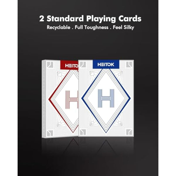 HEITOK Poker Set for Texas Hold'em with 300-Piece 11.5g Denominations Poker Chips, 5 Dice & 2 Decks in Portable Aluminum Case – Professional Blackjack Games (Age 8+)