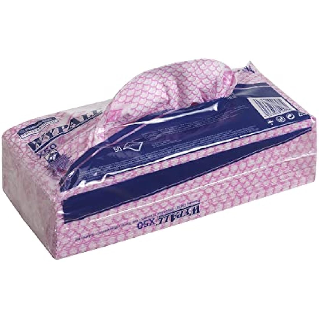 WypAll Cleaning Cloths, Red Colour Coded Wipes 7444, Food Contact Approved, 1 Ply – Durable and Absorbent, Workplace Hygiene, Poly Pack, 6 Packs x 50 (300 Total)