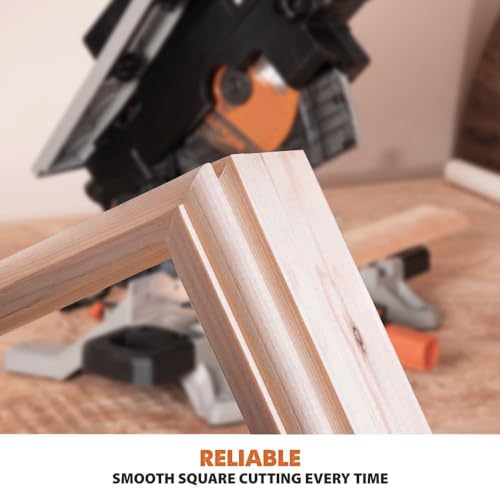 Evolution Power Tools R210CMS Compound Miter Saw Multi-Material Cutting TCT Blade Included Cuts Wood Metal Plastic & More, 45° - 45° Degree Miter & 45˚ Degree Bevel Angles, 1200W, 210mm