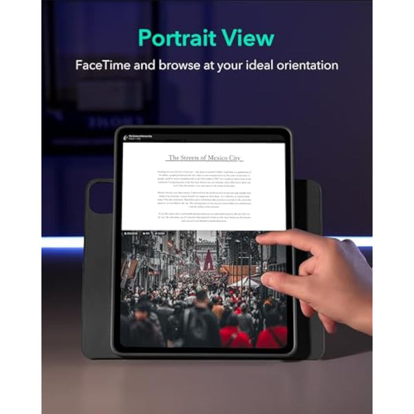 ESR for iPad Pro 13 inch Case 2024 M4 Rotating Case with Removable Magnetic Cover, Adjustable Portrait/Landscape Stand with Raised Screen View, 9 Standing Angles, Shift Series, Black