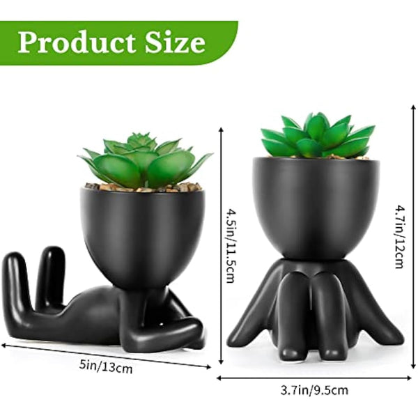 Dremisland 2PCS Fake Plants Artificial Succulents Plants Decor Fake Succulents Indoor Potted Mini Faux Plant with Ceramic Pot Planter Cute Desk Plant for Home Office Table Living Room Shelves