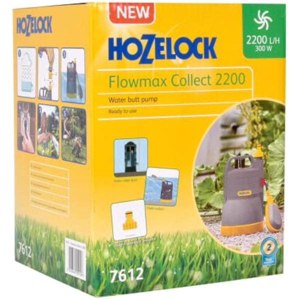 HOZELOCK - Waterbutt Pump 2200 : Ideal for Automatic Watering Systems, Capacity 2200 LPH with 1.1 Bar Pressure, Designed to Pump Water from a Rain Water Butt [76120000]