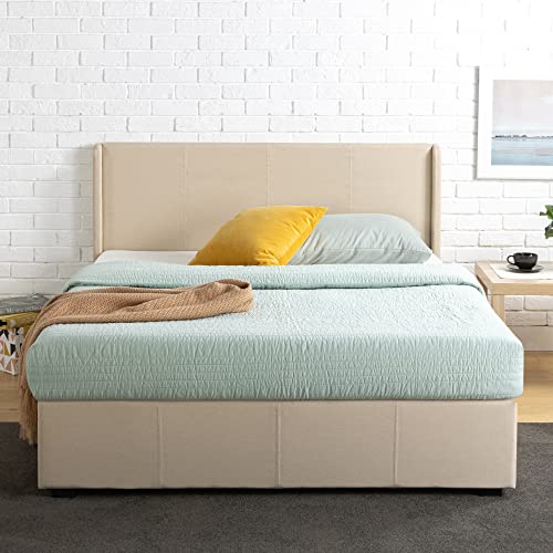 Zinus Maddon Double Bed frame - Bed 135x190 cm - 31 cm Height with Underbed Storage - Upholstered Platform Bed frame - Black