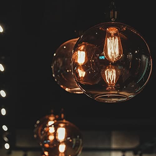 Edison Light Bulbs - Vintage Style E27 Edison Screw Bulb Squirrel Cage - Amber Warm Dimmable - ST64 60W - Pack of 6.