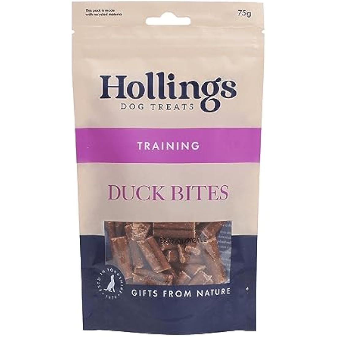 Hollings Duck Bites Dog Training Treats, Delicious Duck Treats for Adult Dogs, High in Protein & Made with 100% Natural Ingredients (75g)