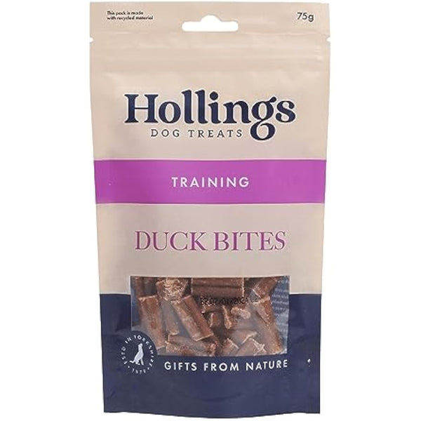 Hollings Duck Bites Dog Training Treats, Delicious Duck Treats for Adult Dogs, High in Protein & Made with 100% Natural Ingredients (75g)