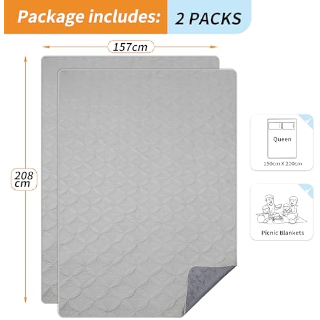 PICK FOR LIFE Waterproof Dog Blanket For Bed, 2 Packs 157×208cm Dog Blankets Washable Soft Reversible Puppy Blankets Anti Scratches Dirty for Bed Sofa Furniture