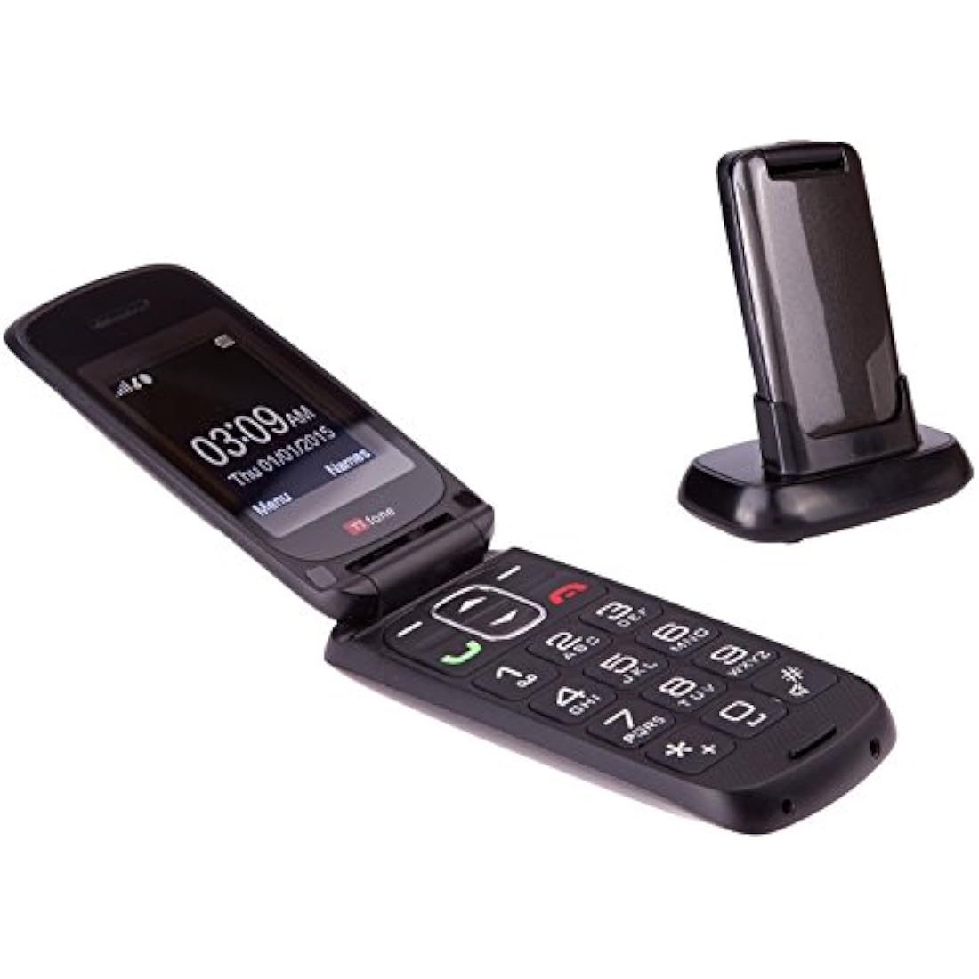 TTfone Star Big Button Simple Easy to Use Clamshell Flip SIM-Free Mobile Phone - Grey,TT300G