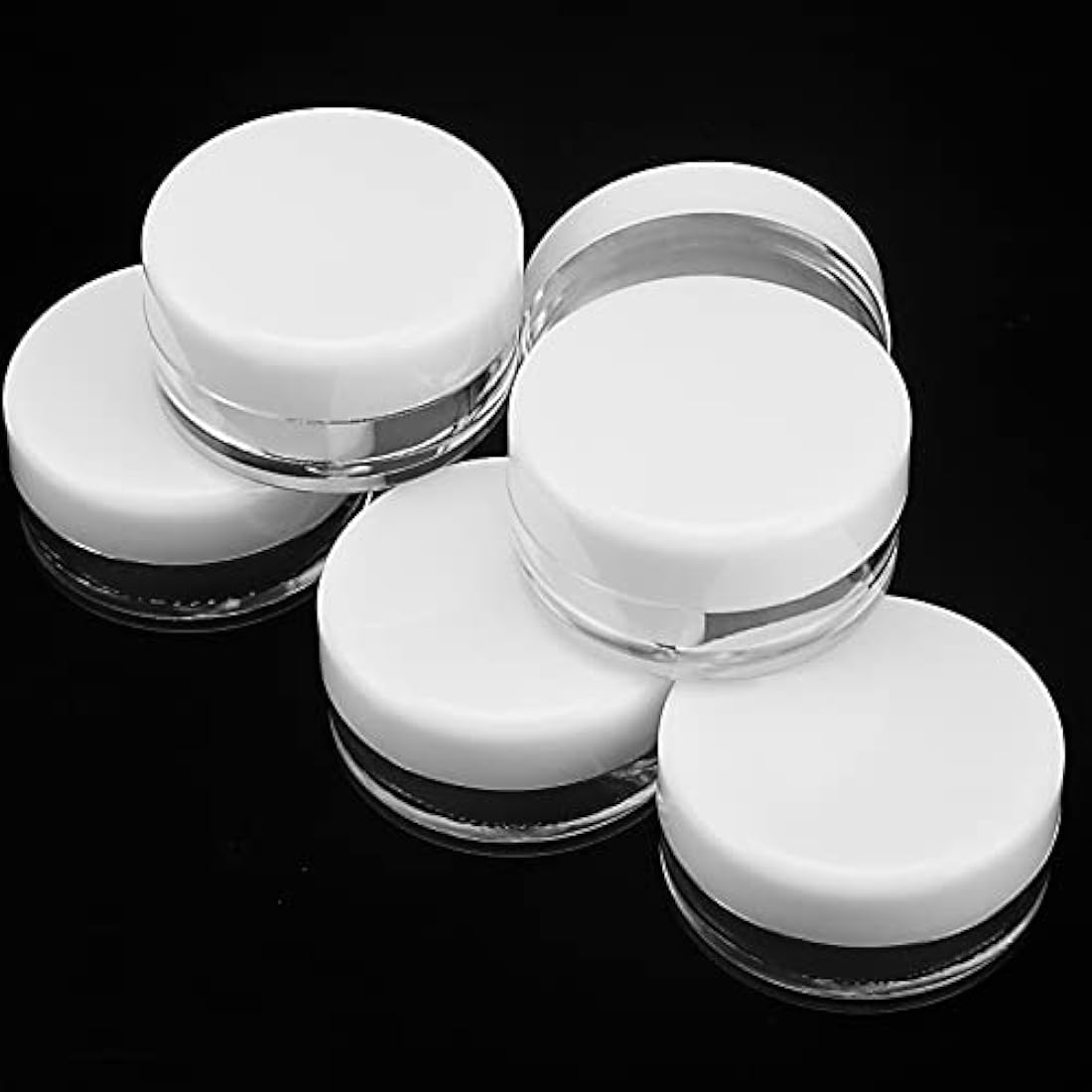 PINGEUI 100 Pcs 5ml /5g Cosmetic Pots, Empty Round Cosmetic Containers with Lids, Mini Sample Containers Pots Travel Pots for Creams, Nail Polish, Lip Balm, Glitter, Art Crafts