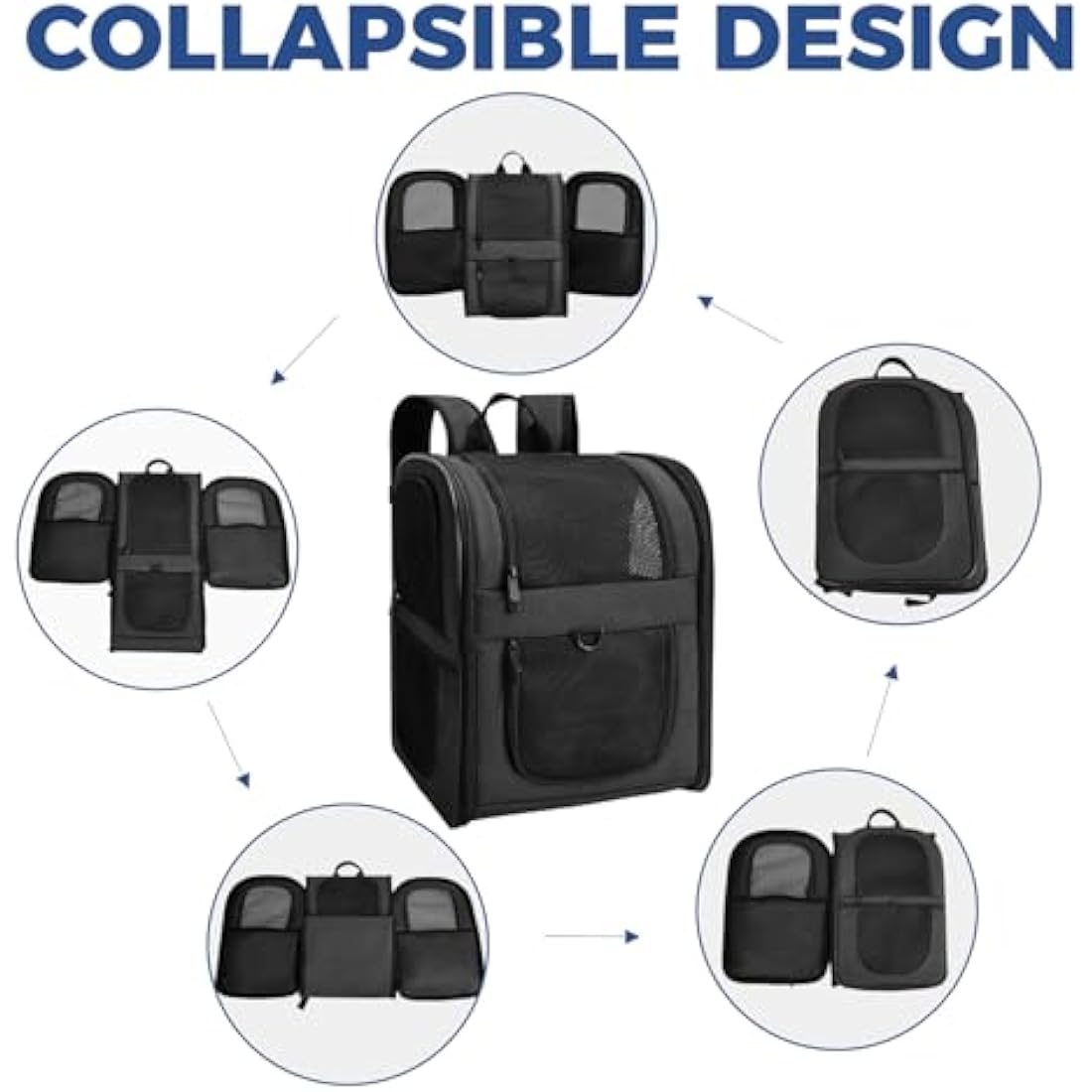 Apollo Walker Pet Carrier Backpack for Large/Small Cats and Dogs, Puppies, Safety Features and Cushion Back Support for Travel, Hiking, Outdoor Use (Black)