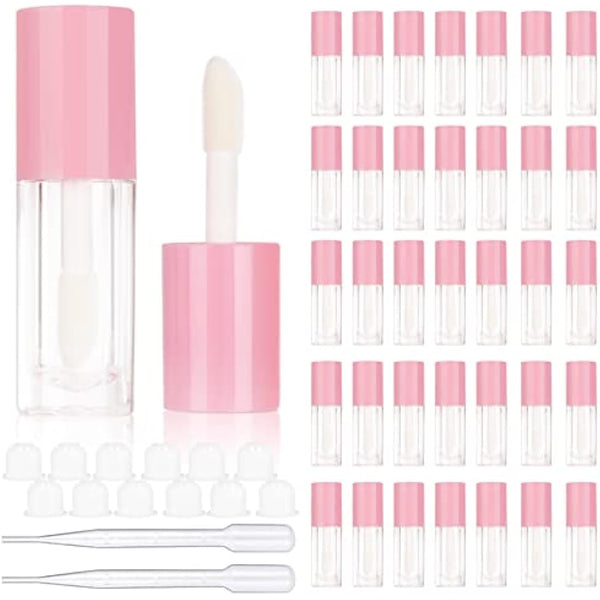 COSIDEA 30pcs Pink Empty 6ml 0.2oz Lip Gloss Tubes with Big Doe Foot Wand，Round Lipgloss Containers，Concealer Tube Cosmetic Packing Container Bulk Wholesale