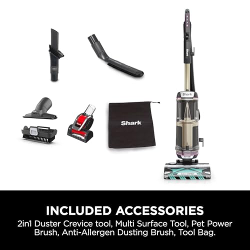 Shark PowerDetect Corded Upright Vacuum Cleaner, DuoClean Detect, Reverse Clean, Anti Hair Wrap Plus, Anti-Allergen, 8m Cord, 1.3L, Dusting Brush, Pet, Crevice, Multi Surface Tools & Bag, AZ3900UKTBK