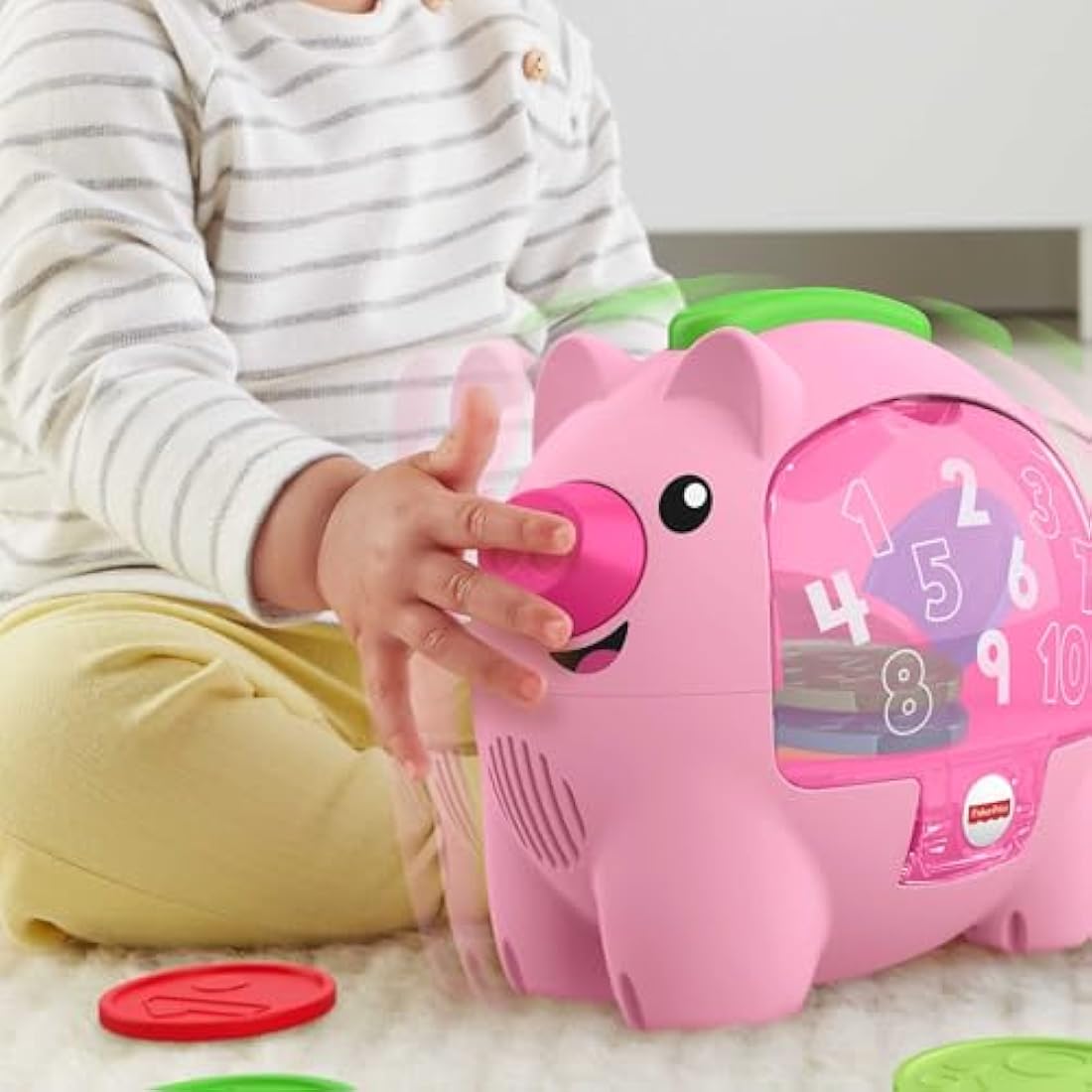 Fisher-Price Laugh & Learn Count & Rumble Piggy Bank, musical baby toy with fun motion action, GJC68