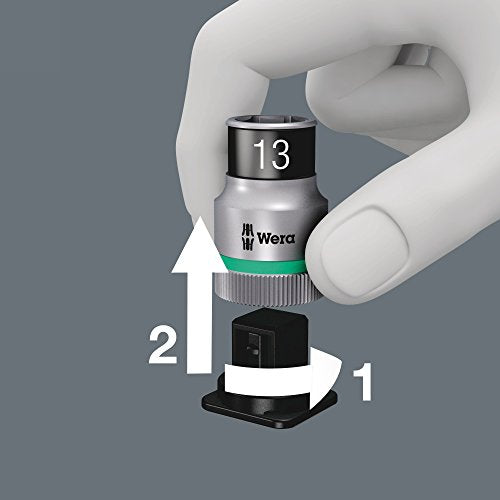 Wera 05004051001 8100 SB 11 Zyklop Metal Ratchet Set with switch lever, 3/8" drive, imperial, 29 pieces, Silver