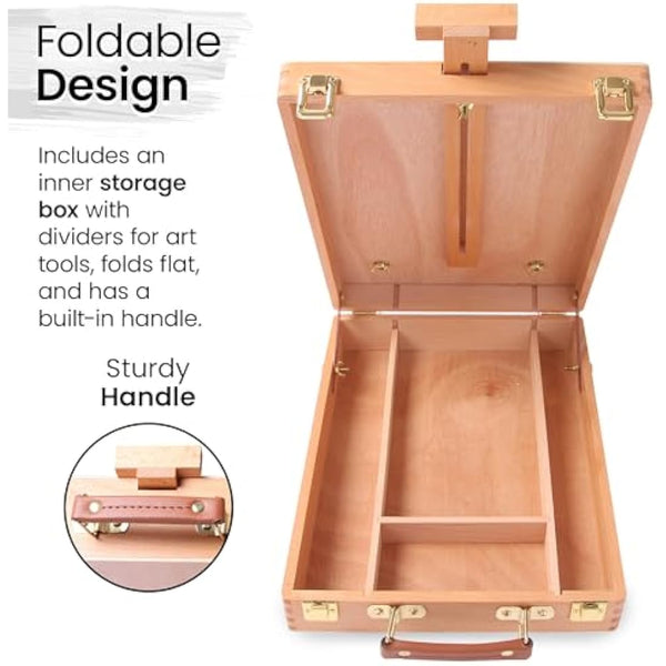 Wooden Table Box Easel - Artist Easel and Wood Table Sketching Box, Portable Desktop Storage Table for Adults and Easels to Enjoy Hours of Drawing and Painting