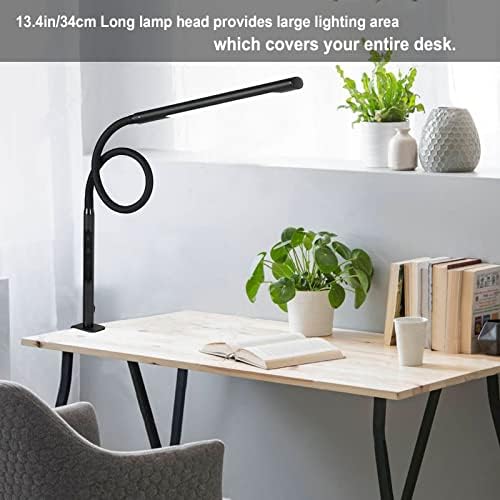 EYOCEAN Desk Lamp, LED Desk Lamp Desk Light with Flexible Gooseneck 12W Swing Arm Lamp Eye-Care Desk Light with Clamp Adjustable Color Temperature & Brightness Touch Sensitive Control Timing/Memory