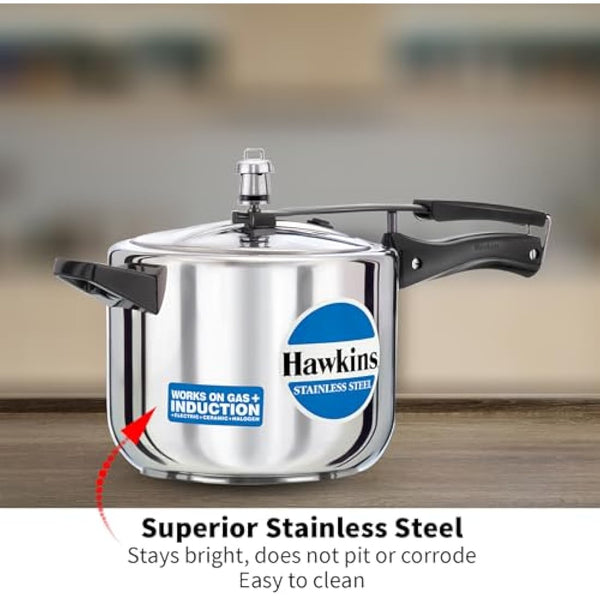 Hawkins 5 Litre Pressure Cooker, Stainless Steel Cooker, Induction Cooker, Silver (HSS50)