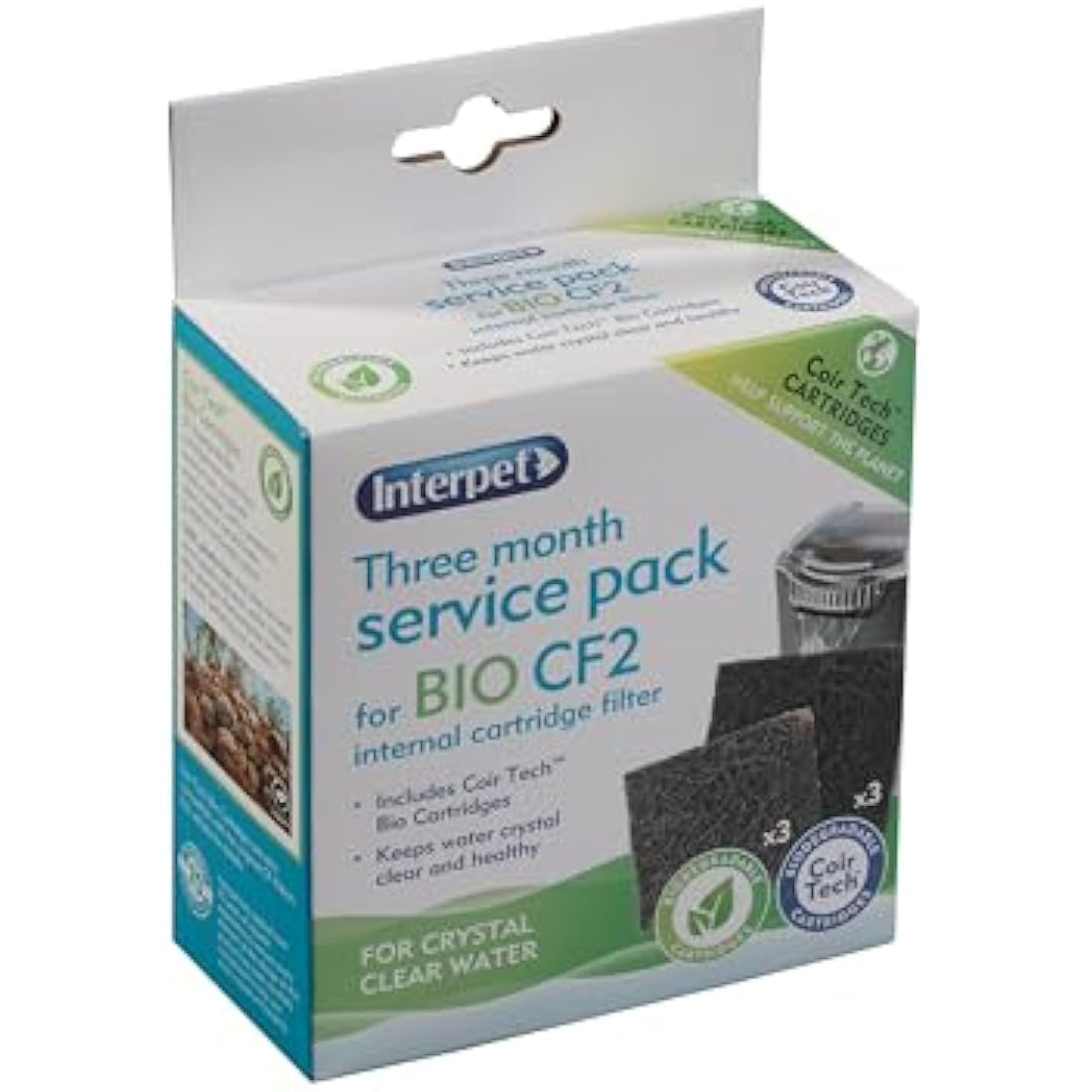 Interpet 3 Month Service Pack for the Interpet Internal Cartridge Filter CF 2 (3 x Front Coir Tech Cartridge, 3 x Back Coir Tech Cartridge)