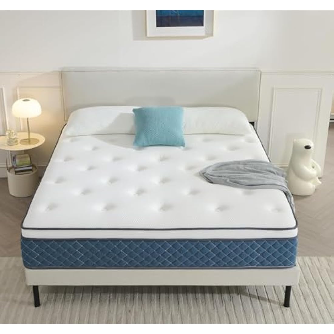 Hiimgo Double Mattresses, Pocket Sprung Mattresses with Soft Fabric, Medium Firm for Pressure and Back Pain Relief, Mattress in a Box (135×190×25cm)