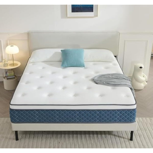 Hiimgo Double Mattresses, Pocket Sprung Mattresses with Soft Fabric, Medium Firm for Pressure and Back Pain Relief, Mattress in a Box (135×190×25cm)