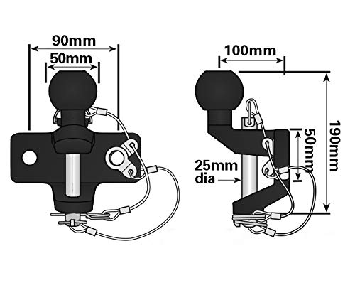 BITS4REASONS - NEW MODEL MAYPOLE MP87 50MM BALL AND PIN HITCH - BLACK TOWBALL…