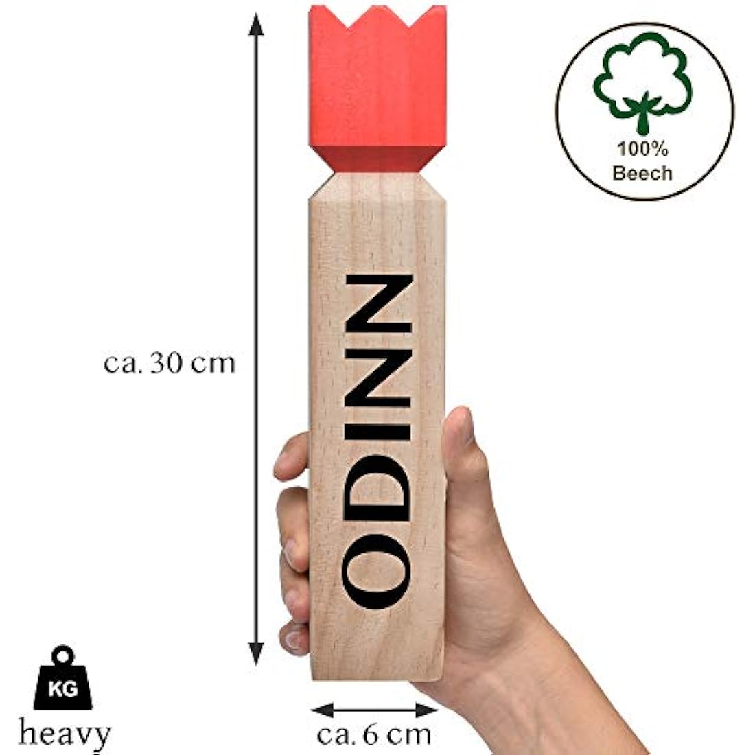 Toyfel Kubb Outdoor Game XXL Odinn – Indoor & Outdoor Kubb Game Made of FSC® Beechwood with Canvas Bag, Game of Skill for Kids & Adults – Premium Throwing Game Outdoor Swedish Chess nature