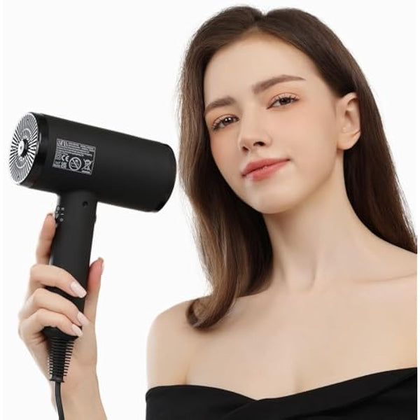 AINA Professional Salon Hair Dryer,2300W Blow Dryer with Diffuser Brush Comb for Women-BLDC Hair Dryer-Brushless Motor 150,000 RPM,Ionic,LED Display,4 Magnetic Attachments (Black)