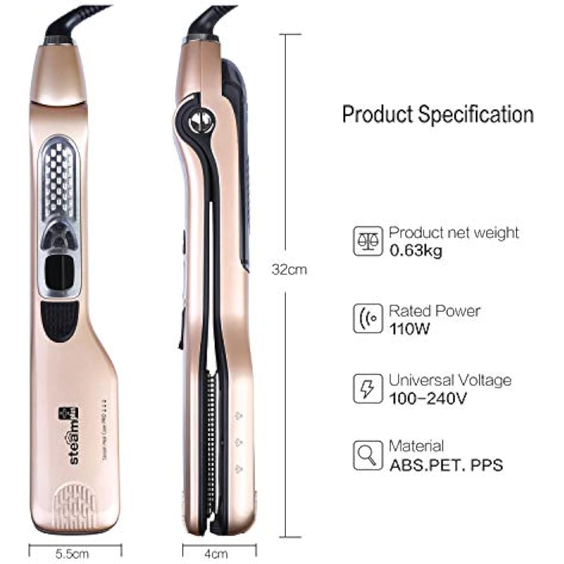iGutech Hair Straighteners Flat Iron,Professional steam Hair Straightener, Anti-Scald Comb, Adjustable Temp and Auto-Off Function