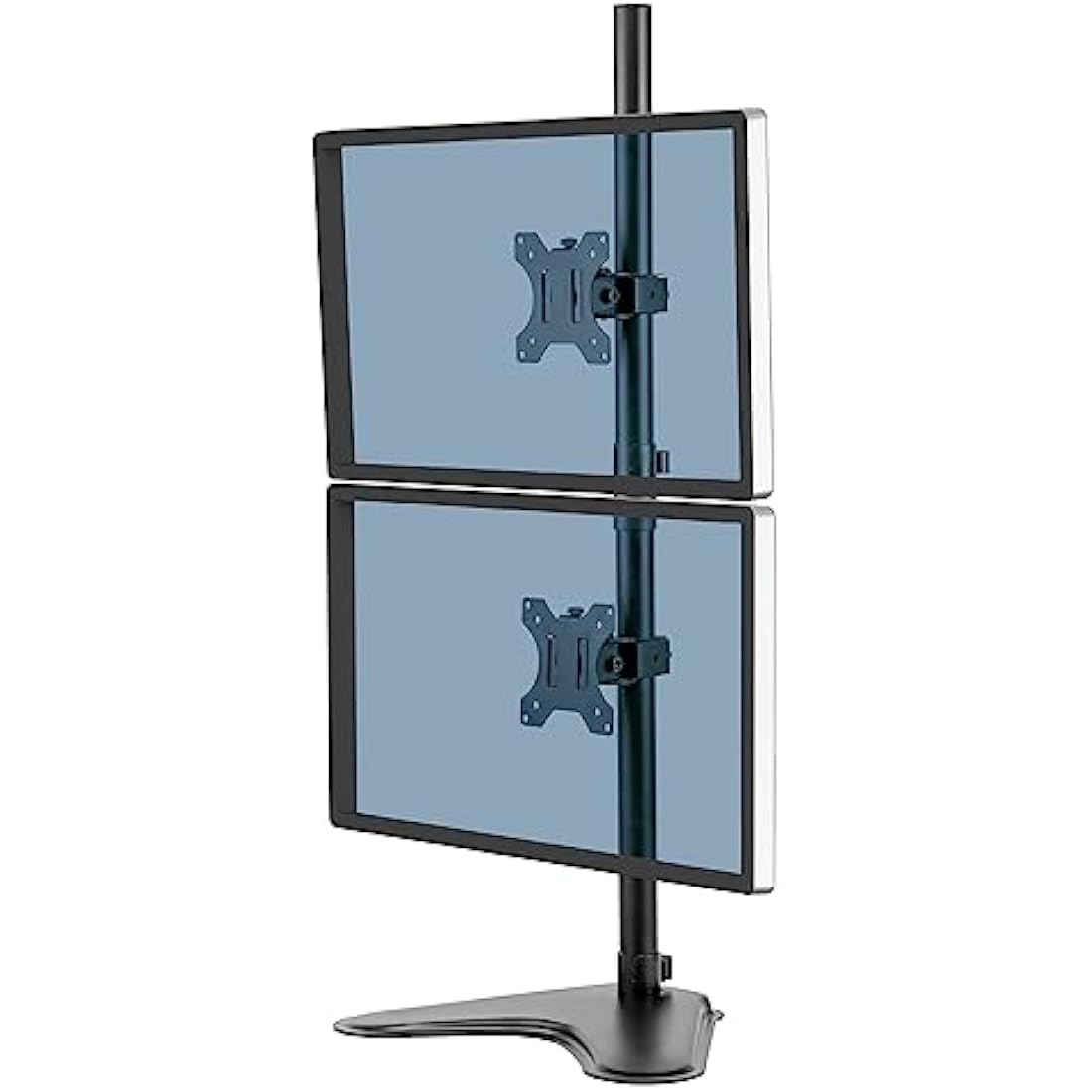 Fellowes Dual Stacking Monitor Arm - Seasa Freestanding Monitor Mount for 8KG 32 inch Screens - Ergonomic Adjustable Monitor Arm - Tilt 45° Pan 120° Rotation 360°, VESA 75 x 75/100 x 100 - Black