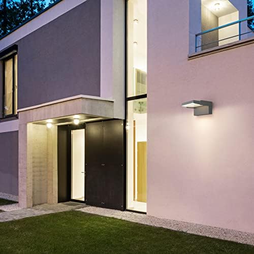 Klighten 24W LED Wall Light Outdoor Indoor, Waterproof IP65 Adjustable Wall Lamp Aluminum, Modern Outside Light Main Power for Entrance Garden Balcony, 1500 Lumen, Dark Gray, Natural White 4000K