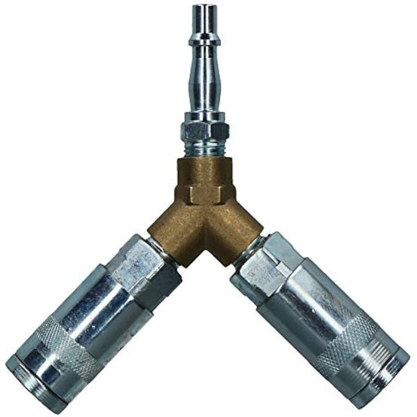 Airline Y Piece 3 Way Quick Release Fittings for Compressor Air Hose 1/4 BSP