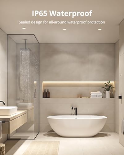 Gr4tec Recessed Ceiling Lights IP65, 10x 5W LED Bathroom Downlights Ceiling 2700K Warm White 400LM, 35mm Ultra-Slim, Φ68-80mm Hole, Recessed Spotlights for Living Room, Bathroom, No Fire Rated