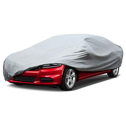 Leader Accessories Full Car Cover Premium 5 Layers Waterproof Breathable Vehicle Cover Universal Fit (Sedan-200"x61"x50",Grey,Outdoor)