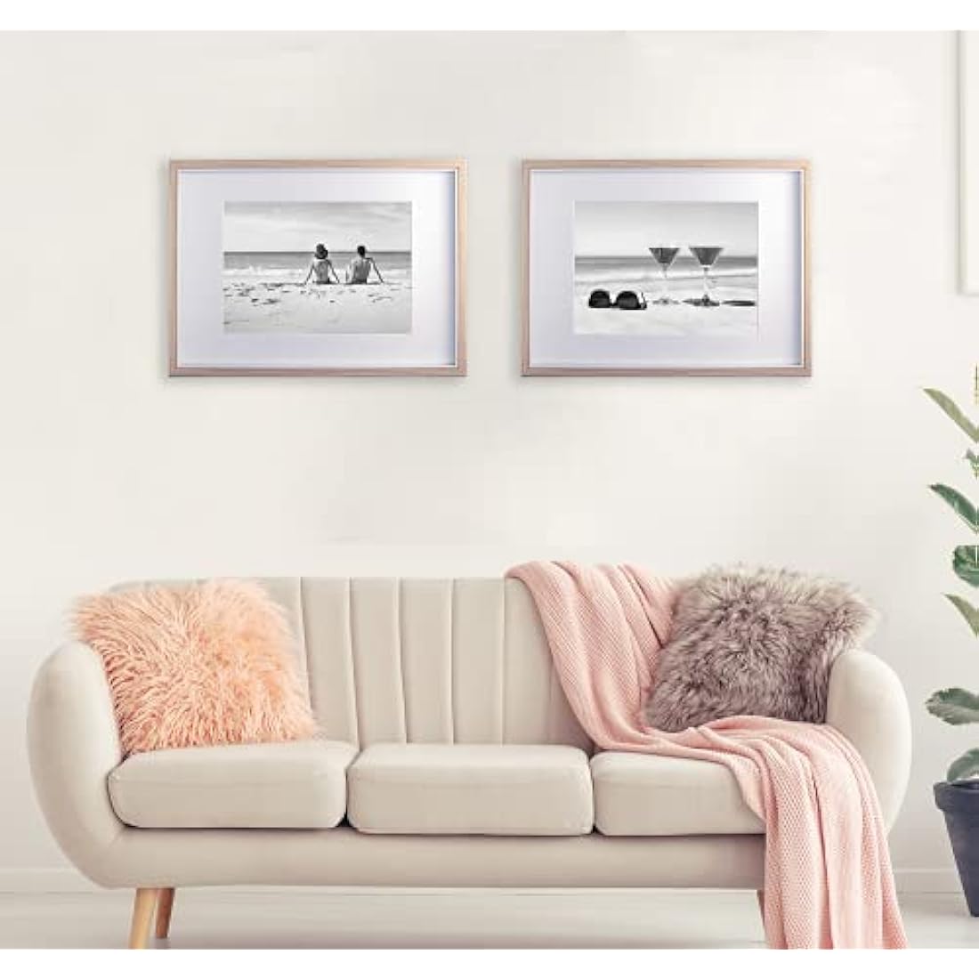 A3 Wooden & white Two Tone Picture Frames Set of 3 with Double Mounts for A4 & 6x8 photo, A4 boxed photo frames for 3pack, A3 wooden Poster Frame with Mount for picture Frames