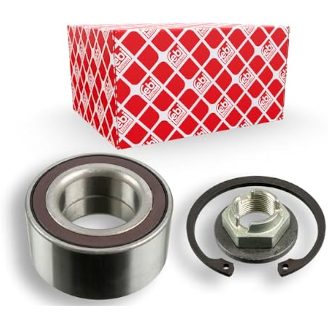 febi bilstein 19213 Wheel Bearing Kit with axle nut and circlip, pack of one