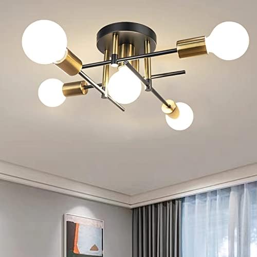 Hudi Fyier Modern Chandelier - 5 Light Industrial Vintage Style Ceiling Light for Bedroom, Kitchen, Dining Room, Loft, Office