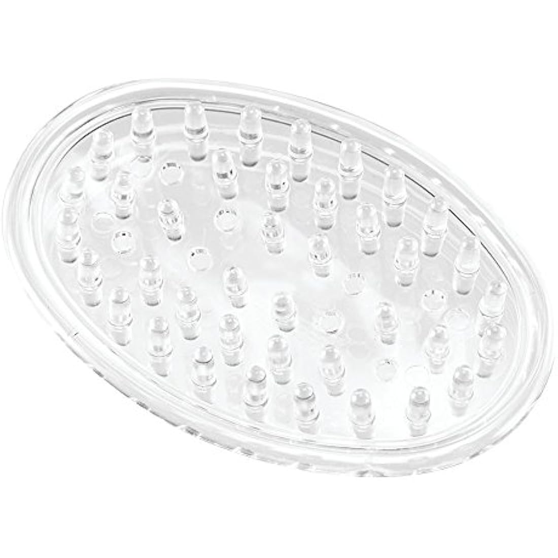 iDesign Hand Soap Holders, Small Oval Soap Dish Made of Durable Plastic, Set of 3 Practical Soap Trays for Bathroom, Toilet or Kitchen Sink, Clear