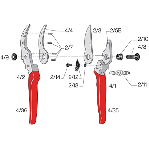 Felco Secateurs Model 4 Standard Secateurs Large Right Hand Straight Handle Hardened Steel Blade Floristry Garden Horticulture Vineyard Bonsai Topiary Olive Grove Swiss Precision Made