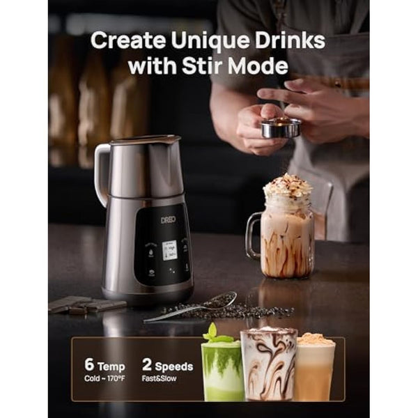 Dreo All-in-1 Milk Frother, Automatic Foam Maker for Latte Art-Level Microfoam and Hot/Cold Coffee, 27oz/800ml Electric Milk Warmer with 30+ Drinks, Dishwasher Safe, Dairy/Plant-Based Milk