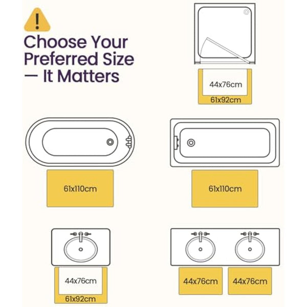 DEXI Bath Mat 61 x 92 cm, Washable Bathroom Mats with Non Slip Backing, Quick Dry Absorbent Large Floor Rugs, Beige