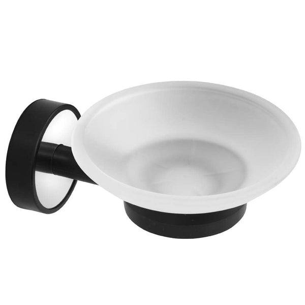 Kapitan Optimo Soap Dish Holder for Bathroom and Shower, Wall Mounted, Self Adhesive or Screw Mounting, Stainless Steel with Black ABS Plastic, Made