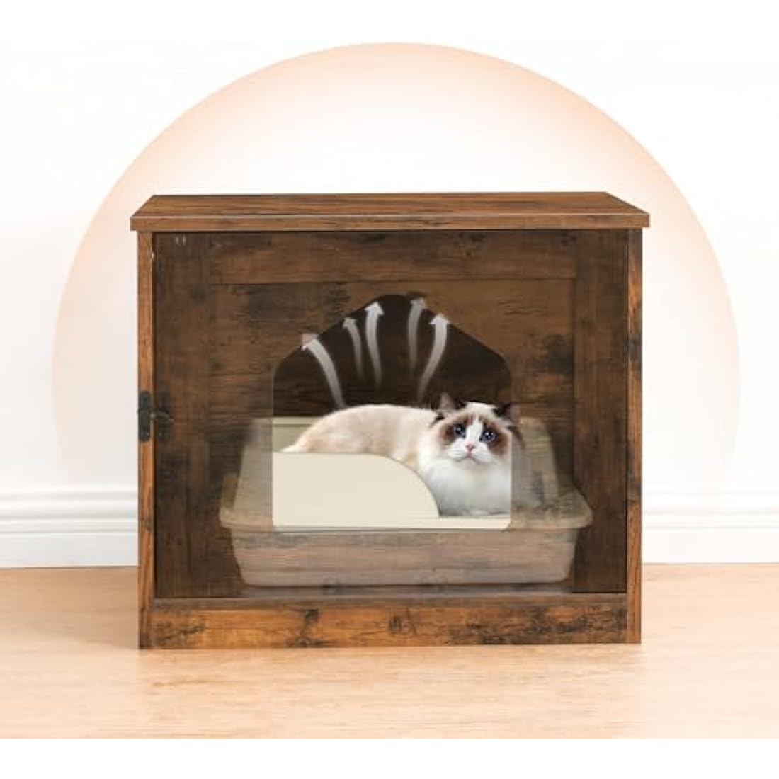 HOOBRO Cat Litter Box Enclosure, Hidden Litter Tray Furniture, Indoor Cat Cave House Side End Table, Pet Toilet with Door, Easy Clean, for Living Room, Hallway, Rustic Brown EBF01MW01G1