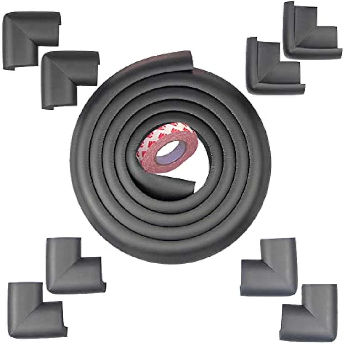 Fairy Baby Safety Baby Edge & Corner Guards Colorful Childproofing Protection(19.7ft Edge Guard+8 Corner Guards) (Black-6M)