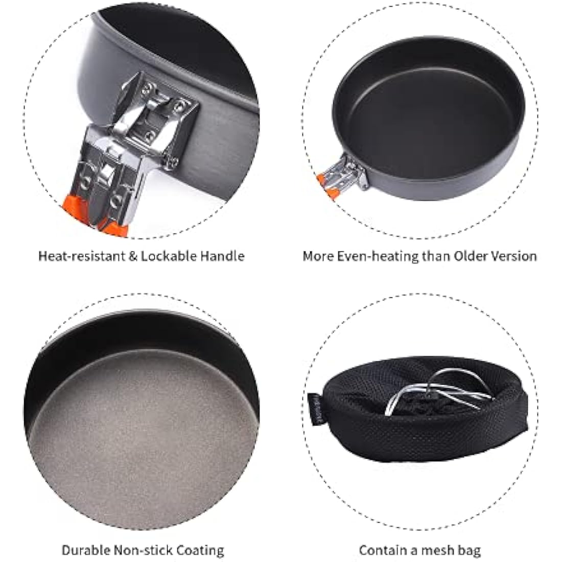 Fire-Maple Nonstick Camping Frying Pan | Durable Lightweight Camp Cookware for Cooking Egg Steak | Omelette Pan Griddle Tableware with Folding Handle | Portable Backpacking Skillet 0.9 Litre