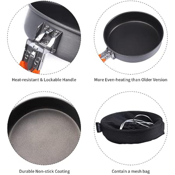 Fire-Maple Nonstick Camping Frying Pan | Durable Lightweight Camp Cookware for Cooking Egg Steak | Omelette Pan Griddle Tableware with Folding Handle | Portable Backpacking Skillet 0.9 Litre