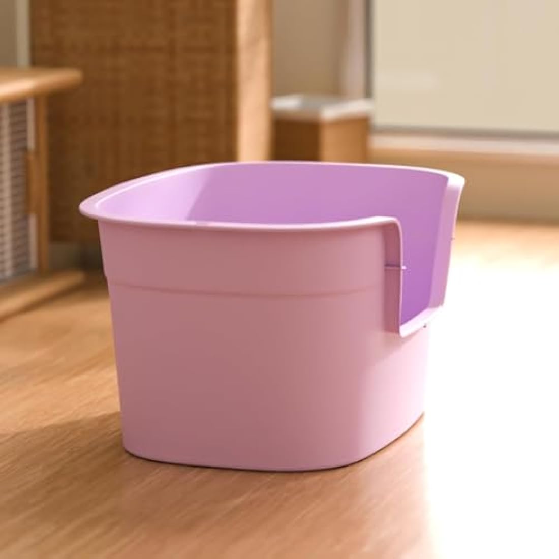 Extra Large Cat Litter Tray XL - Deep Cat Litter Box Easy Cleaning, Lowered Entry, High-Sided Litter Tray Anti-Spillage with No Mess, 63cm L x 45cm W x 33cm H, Purple