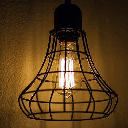 Edison Light Bulbs - Vintage Style E27 Edison Screw Bulb Squirrel Cage - Amber Warm Dimmable - ST64 60W - Pack of 6.