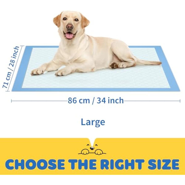 Extra Large Puppy Pads 86 x 70 cm, Pack of 100, Pee Pads for Dogs Potty Training with Leak-Proof Quick-Dry Design, 6-Layer Puppy Training Pads
