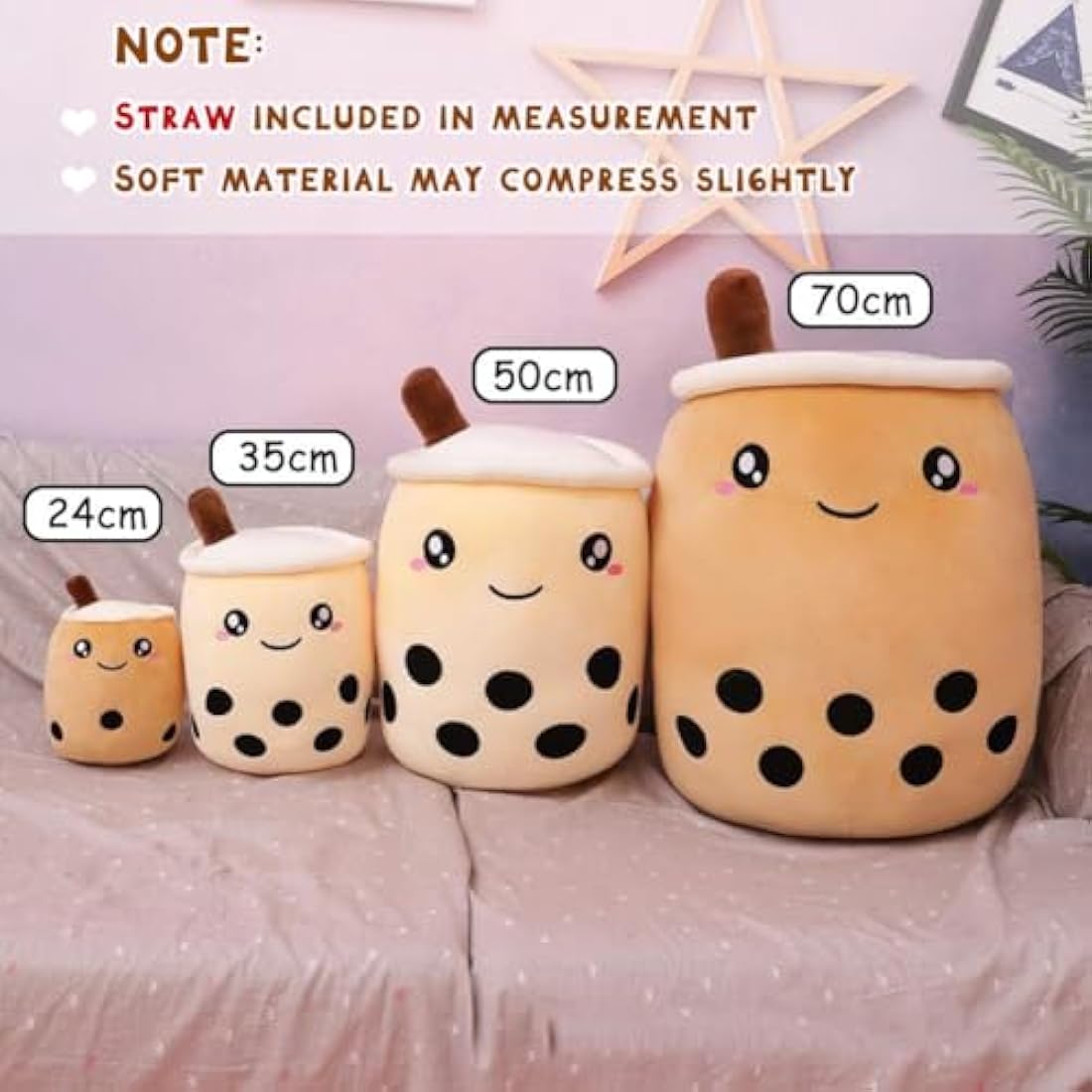 AMOZO Cute Cartoon Boba Milk Tea Soft Plush Doll, Giant Boba Bubble Plushie Stuffed Tea Cup Pillow Gift Toys(Coffee,35cm)